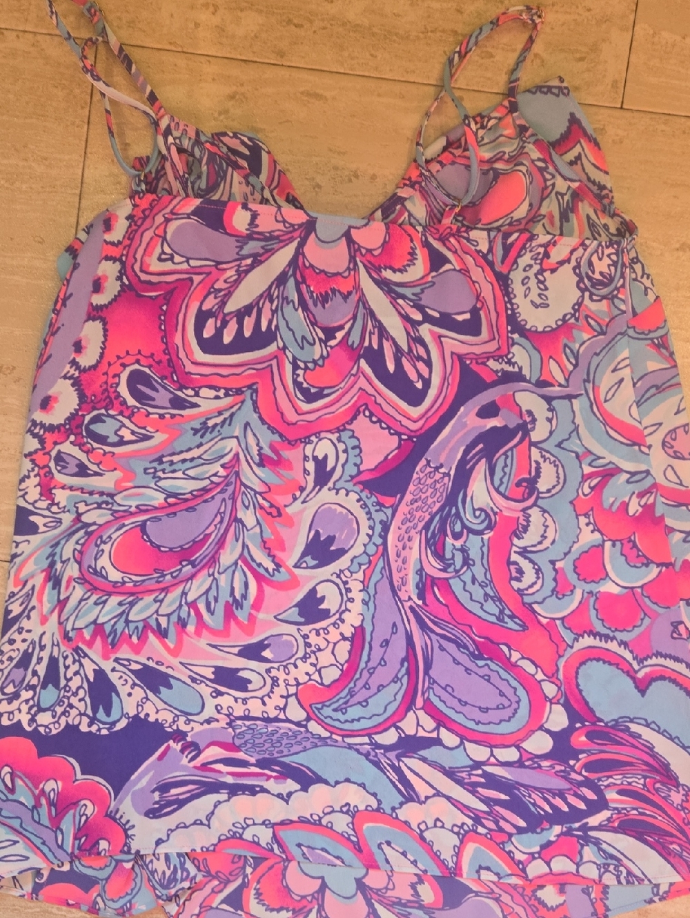 New Lilly Pulitzer Lileeze Karmen Cami Pink Tropics Mermaids Call Tank - Picture 11 of 12